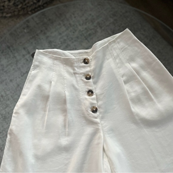 Aritzia Wilfred Wander White Linen new Wide Leg Cropped Summer Vacation Pant Sz8 - Picture 12 of 13